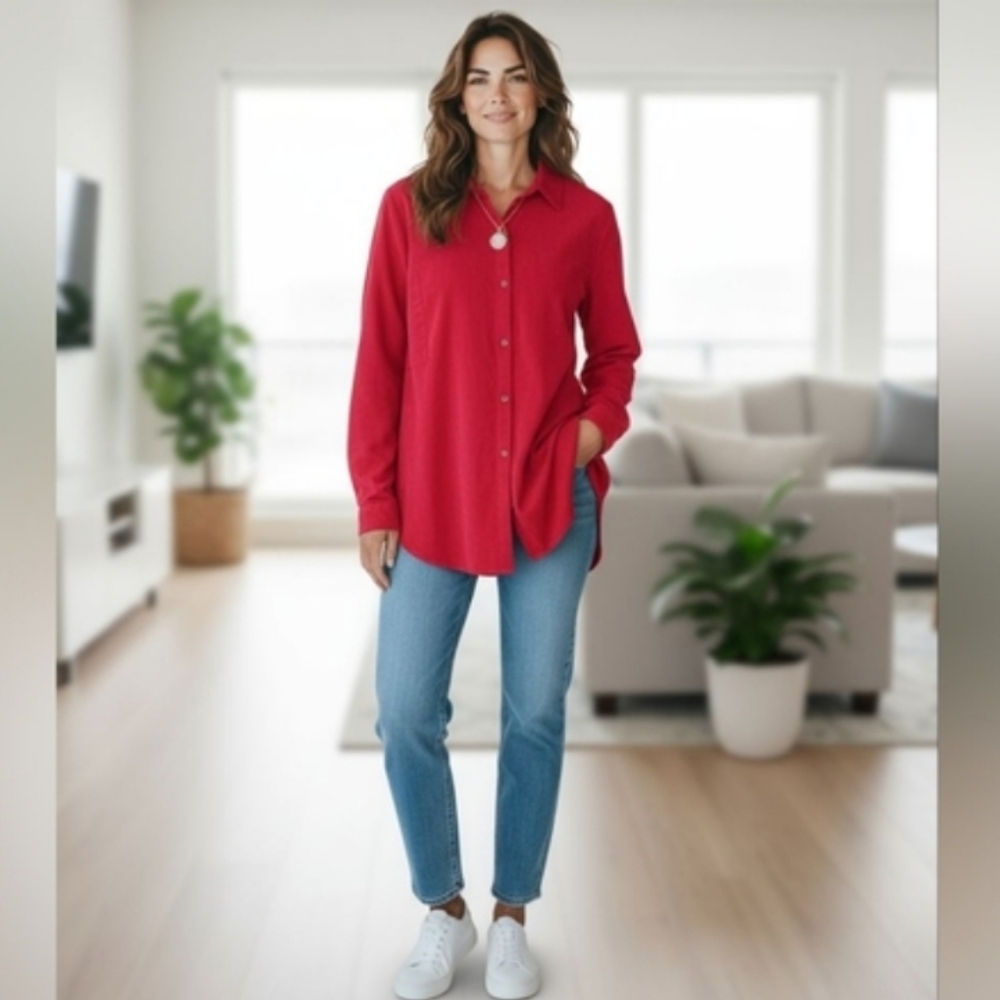 3/$15 SALE! J. Jill Button Down Blouse - Red